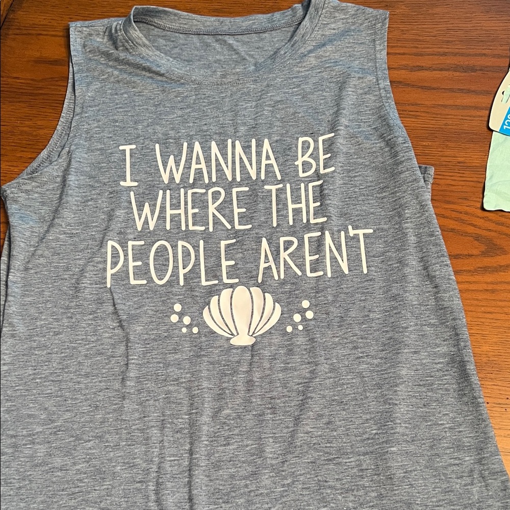 Gray Sleeveless Graphic Tee